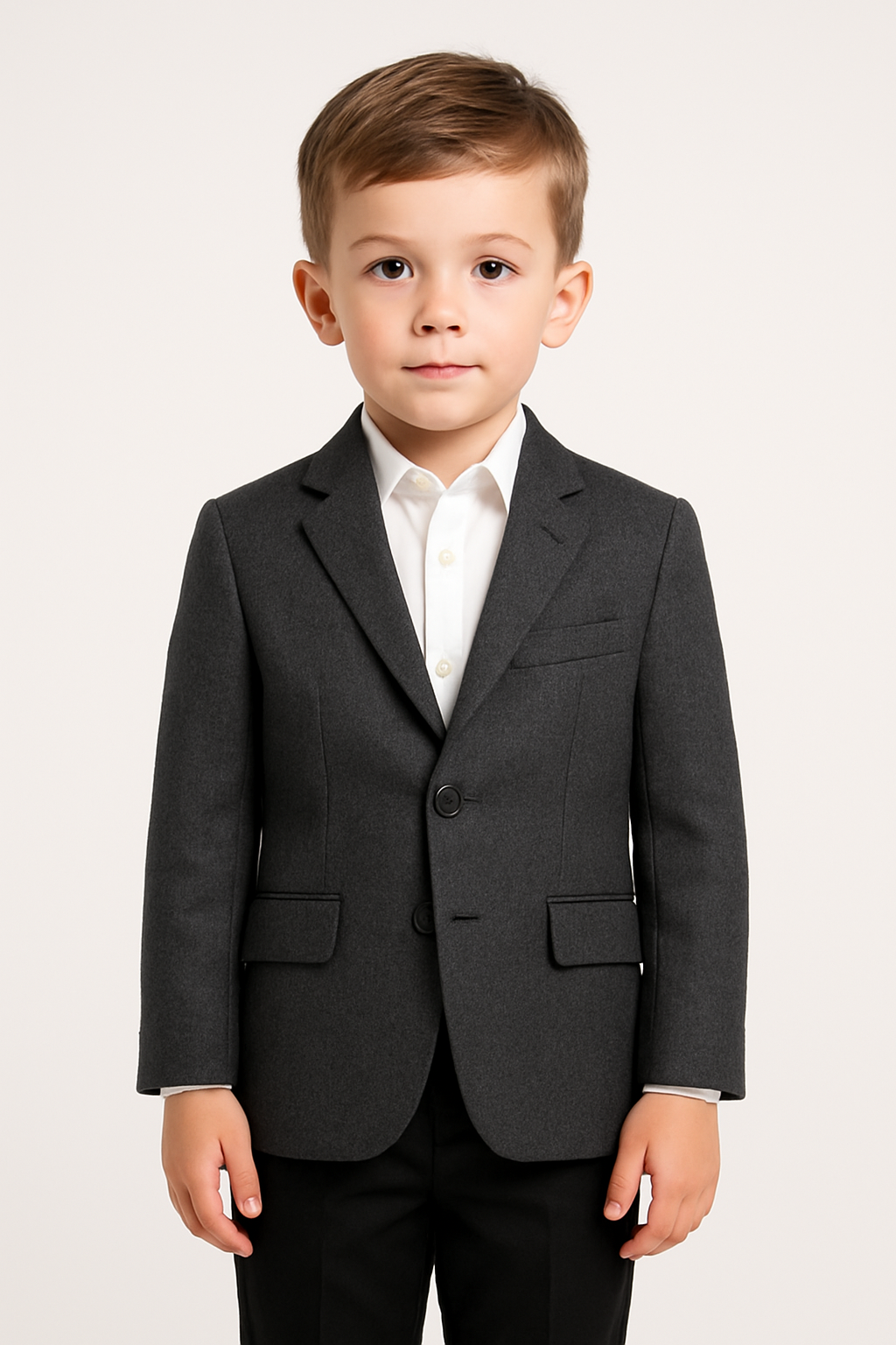 Classic Charcoal Kids Blazer with Notch Lapel