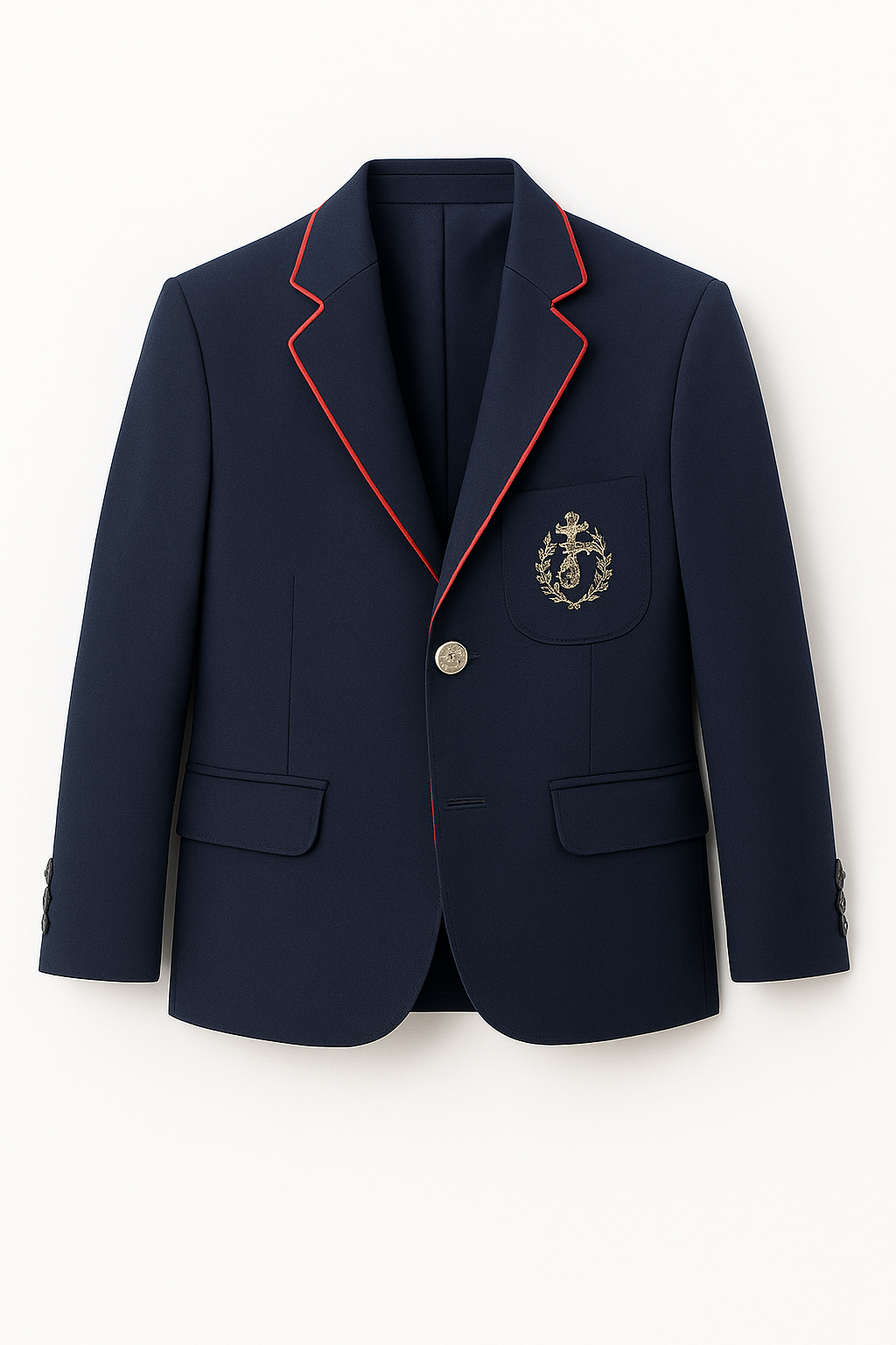 Regal Crest Navy Blazer with Red Piping – Kids Edition