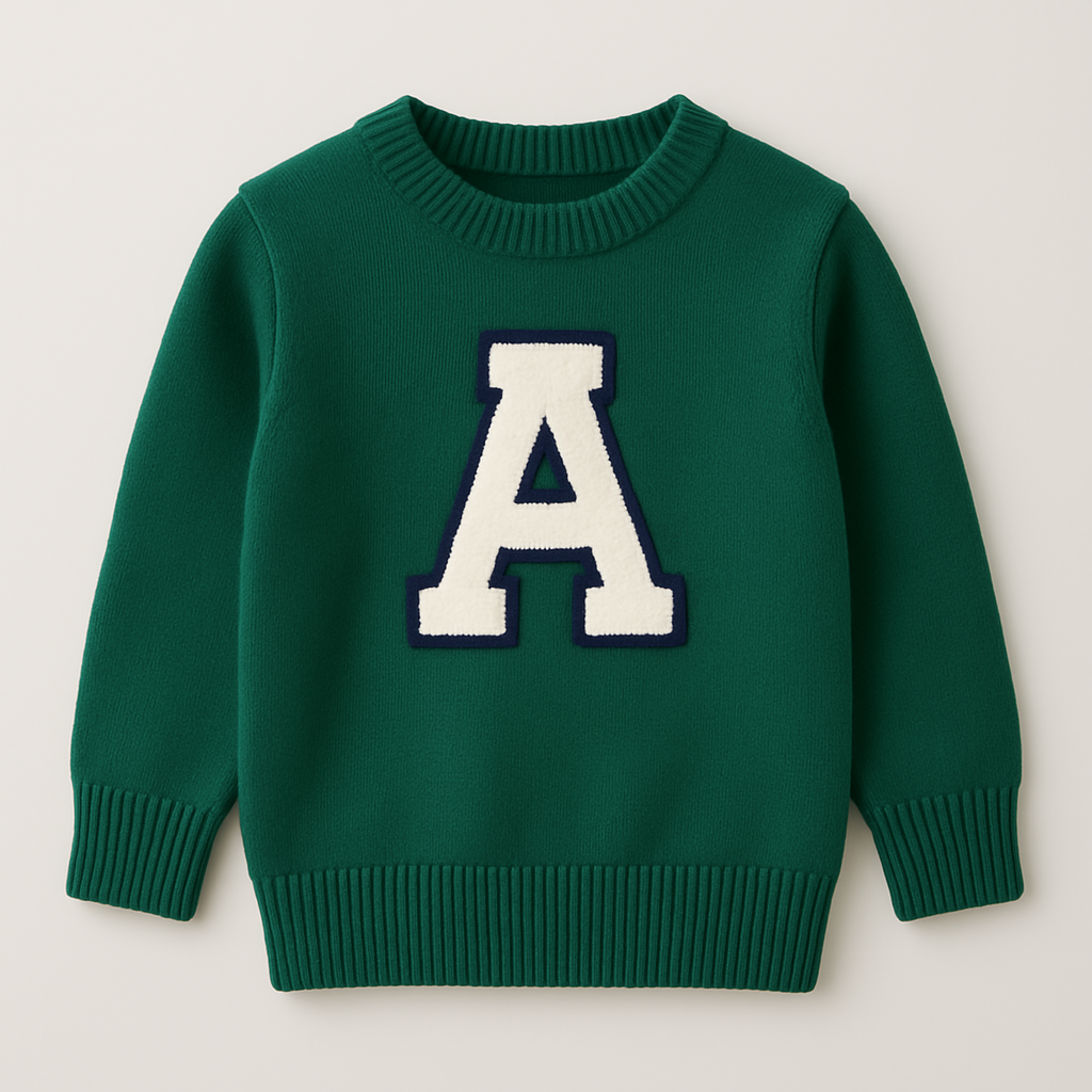 Applique Letter/Number Kids Sweater