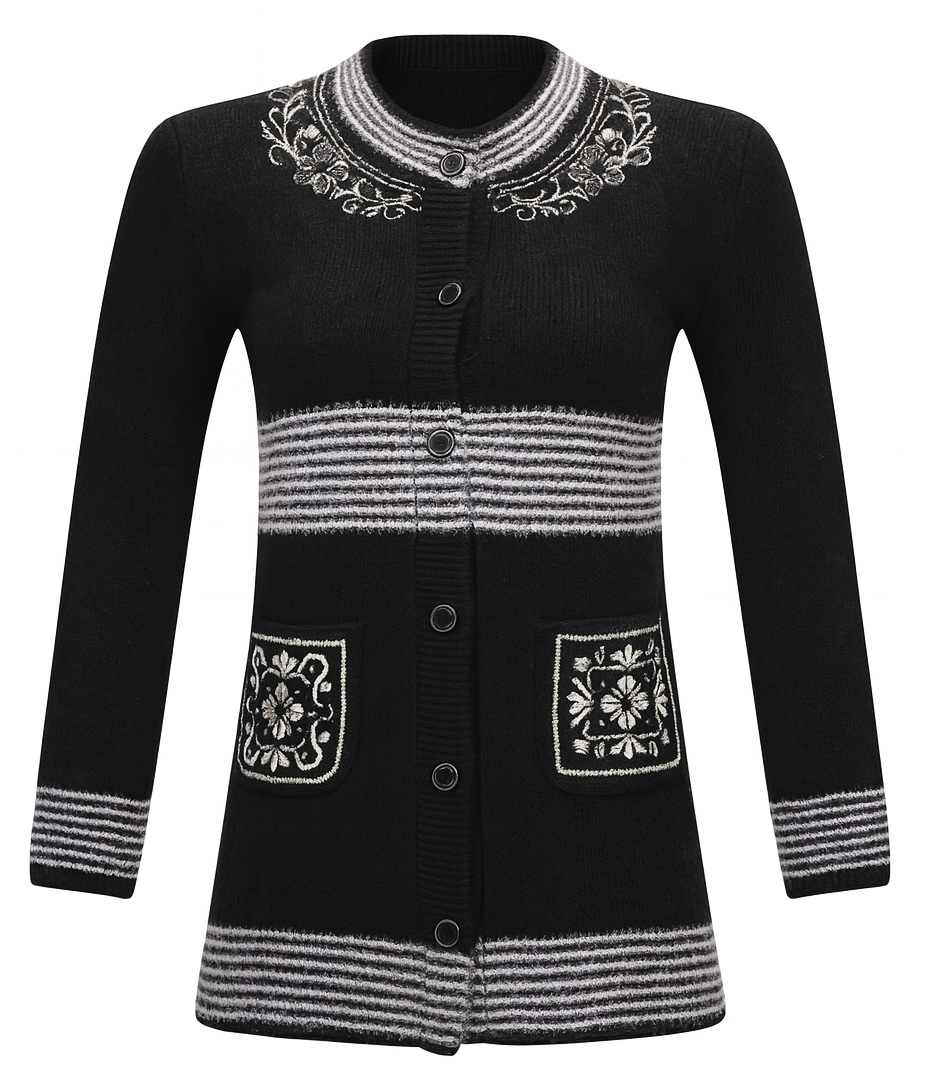 Embroidered Button Cardigan