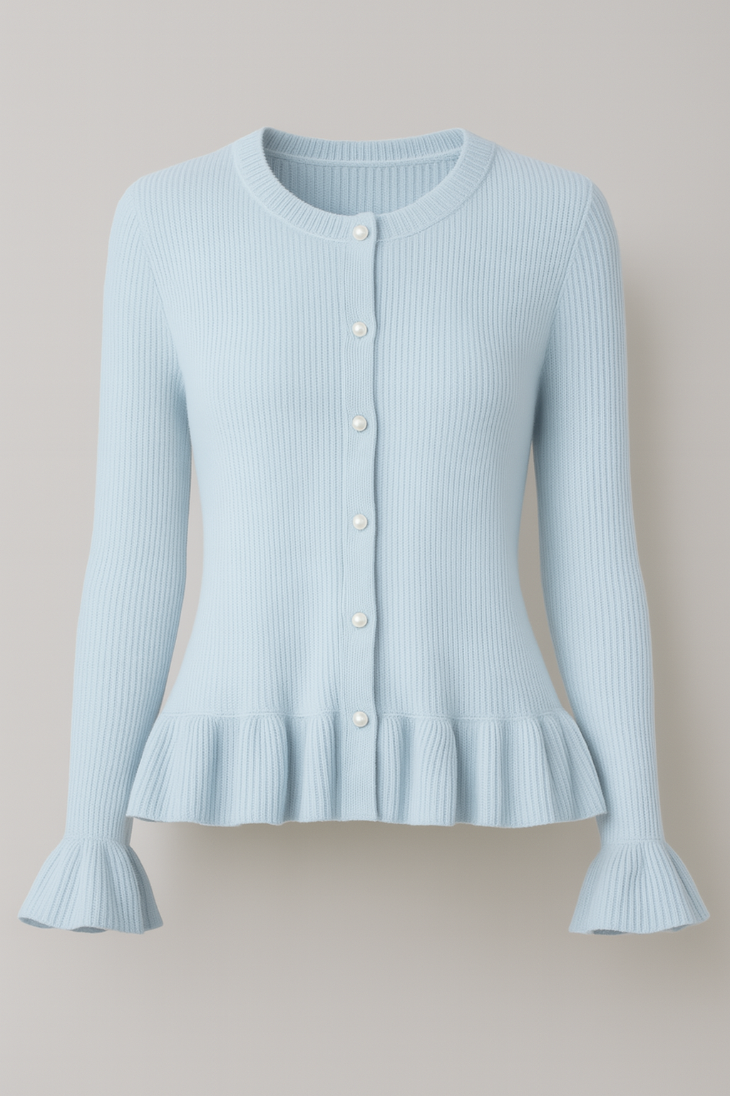 Soft Blue Ruffle Cardigan