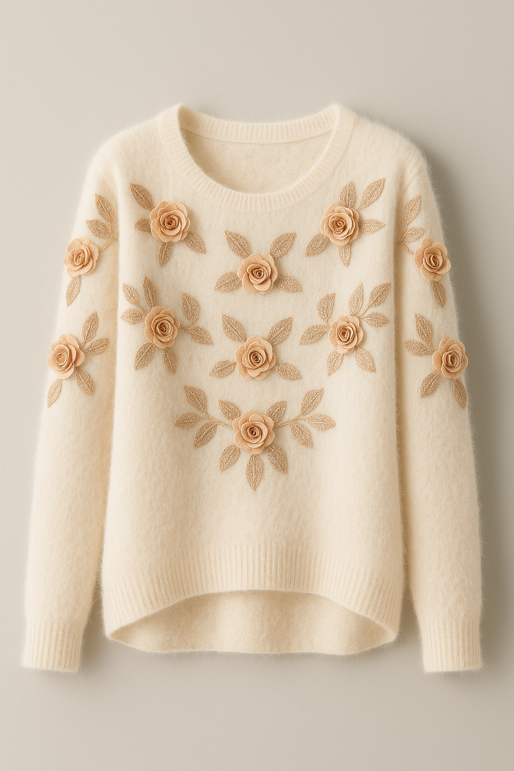 Fuzzy 3D Floral Sweater