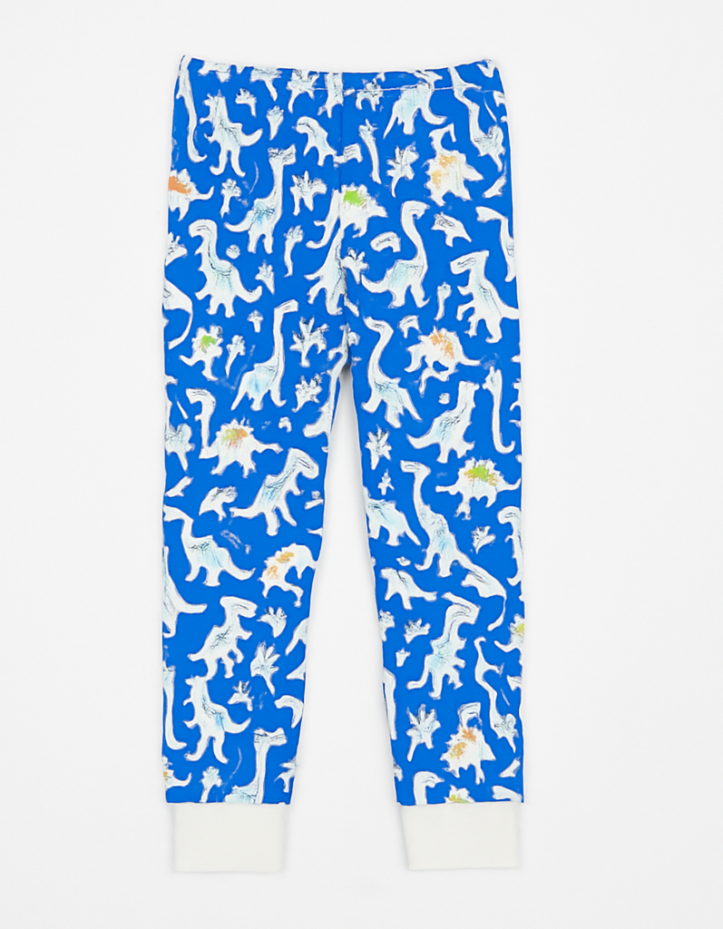 Blue Dino Print Kids' Full Sleeve Sleepwear – Soft Cotton Jumpsuit