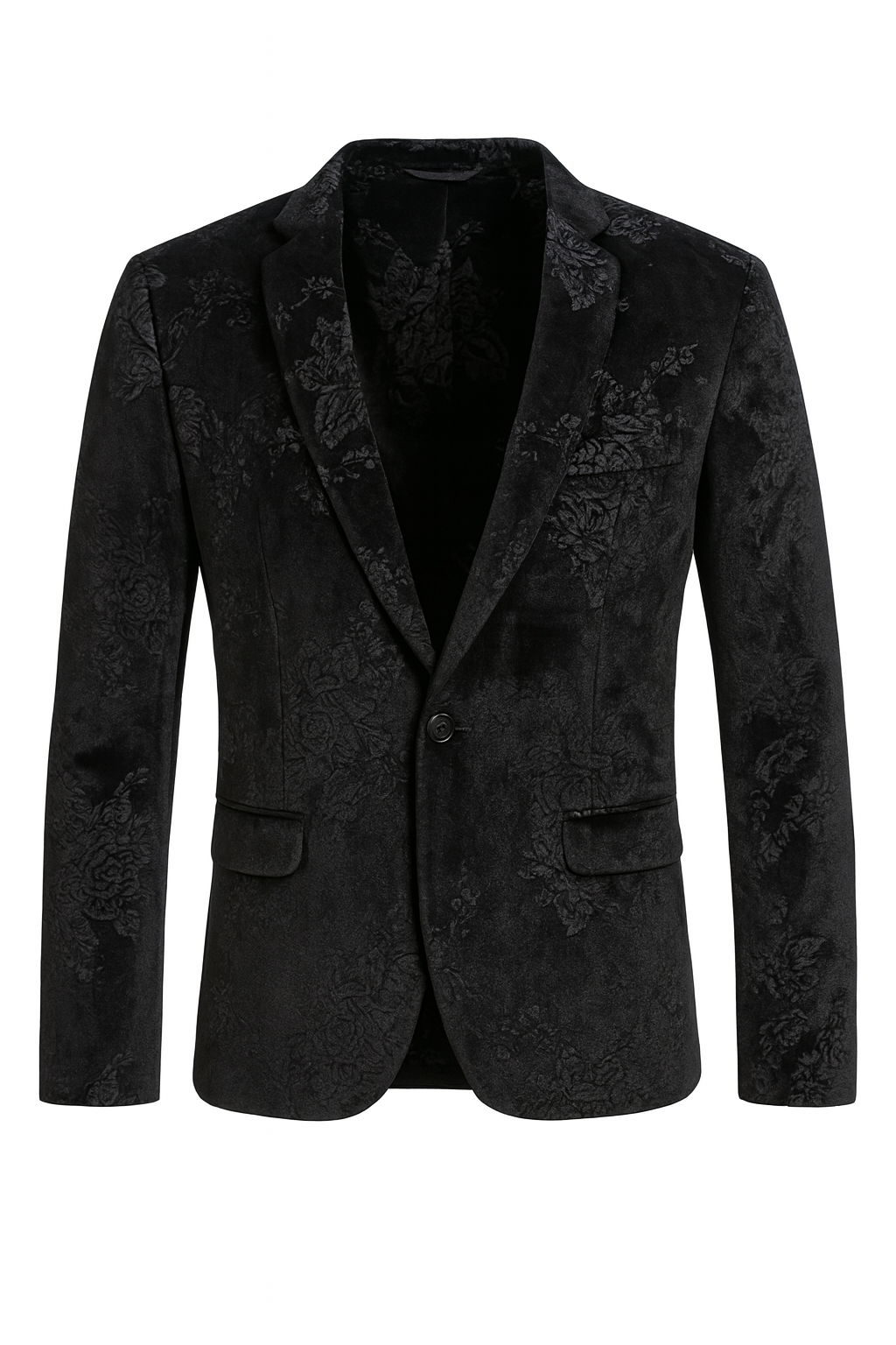 Velvet Floral Slim Fit Party Blazer