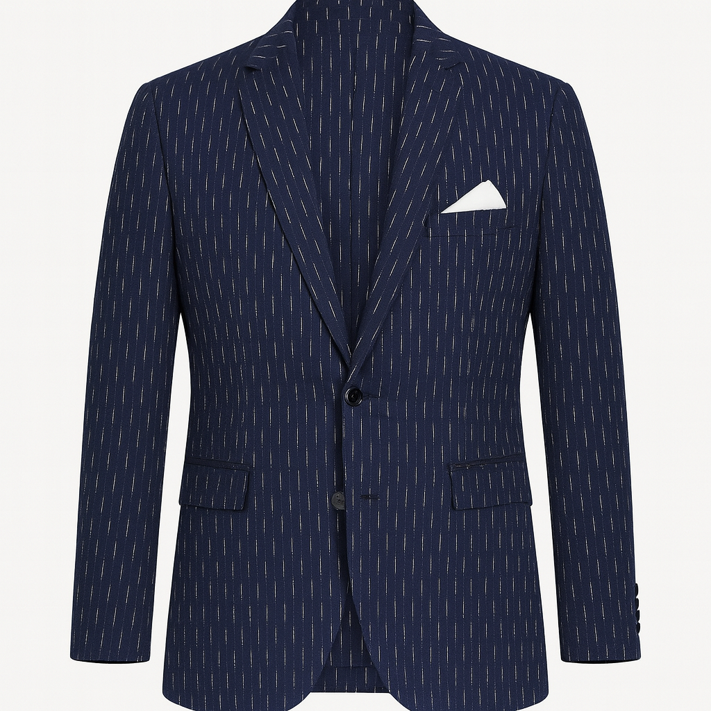 Midnight Pinstripe Elegance Blazer