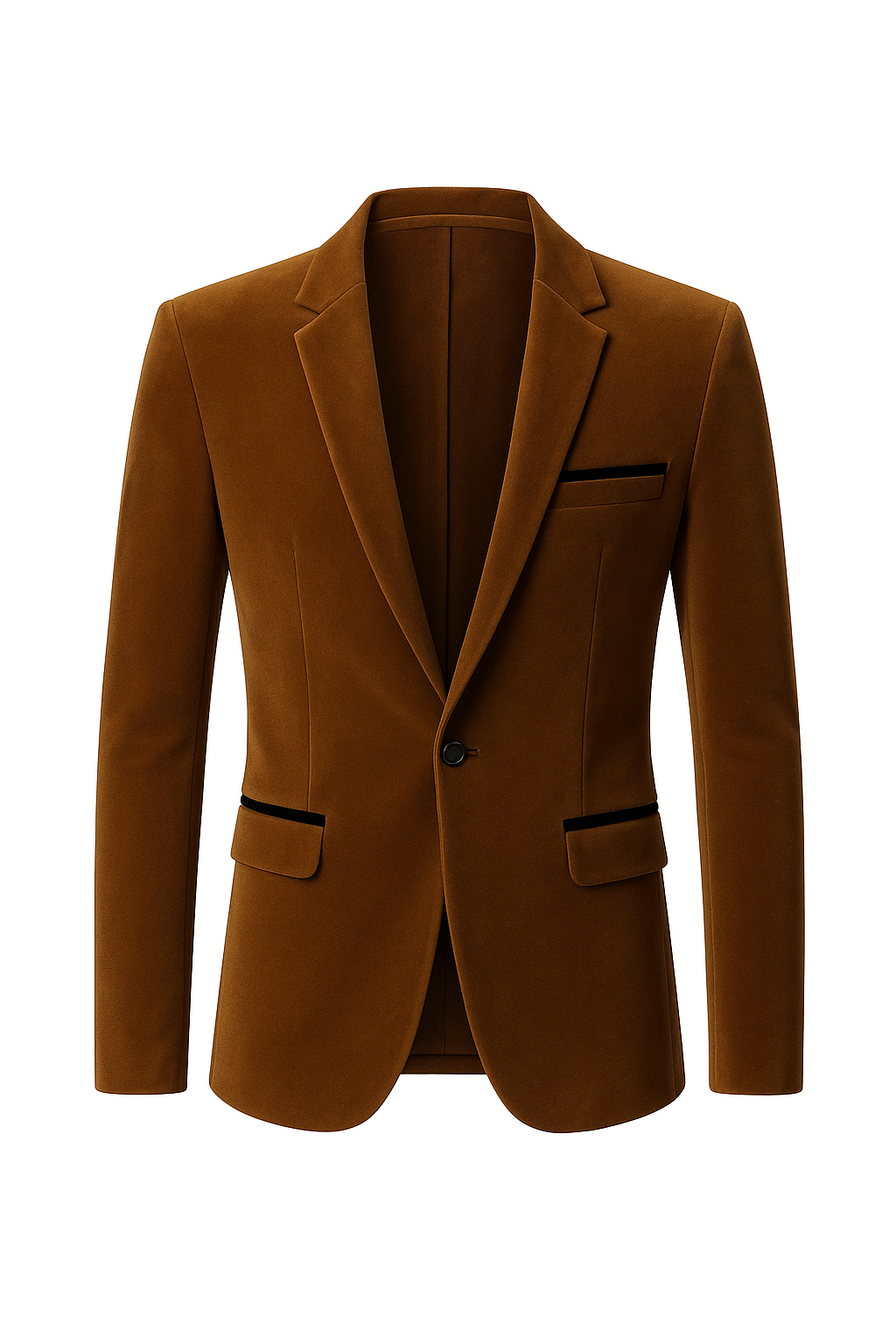 Coffee Brown Slim Fit Velvet Blazer