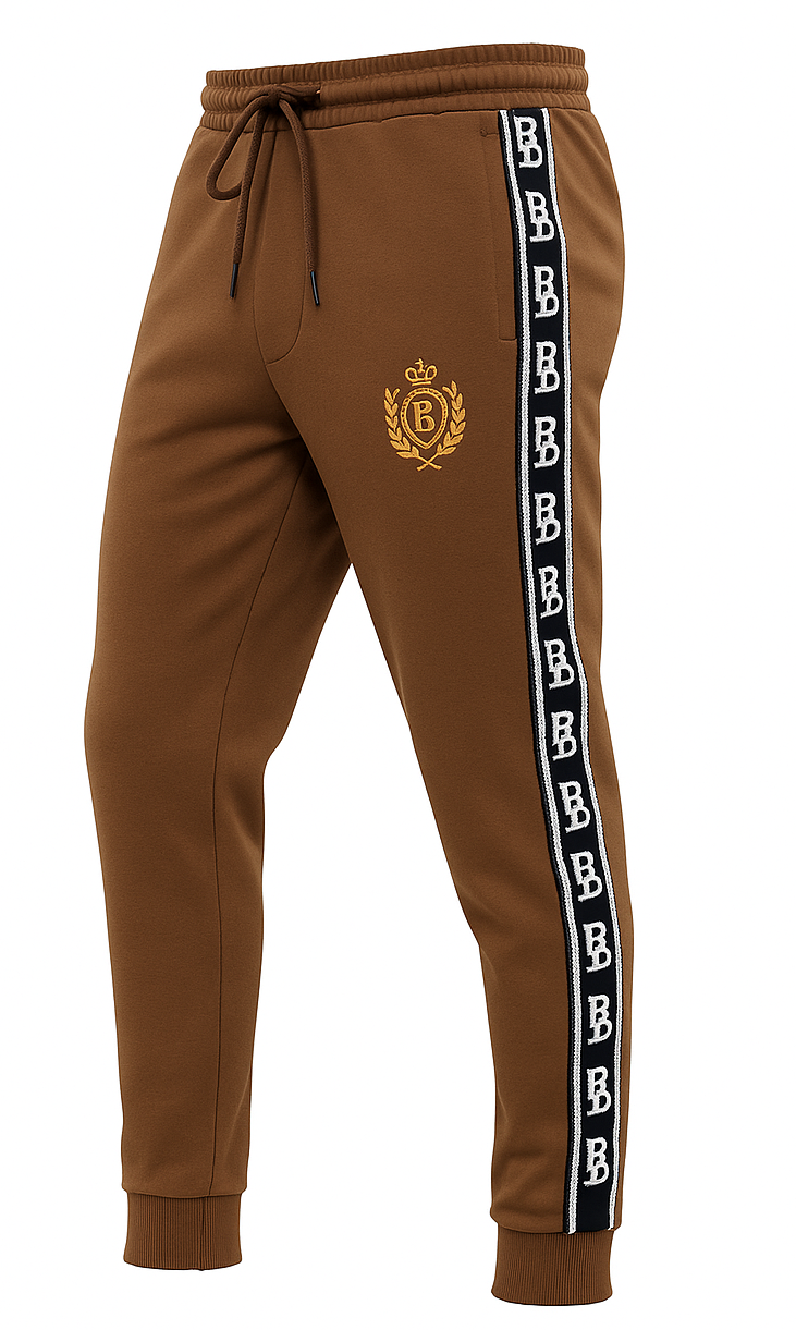 Elite Brown Side-Stripe Joggers