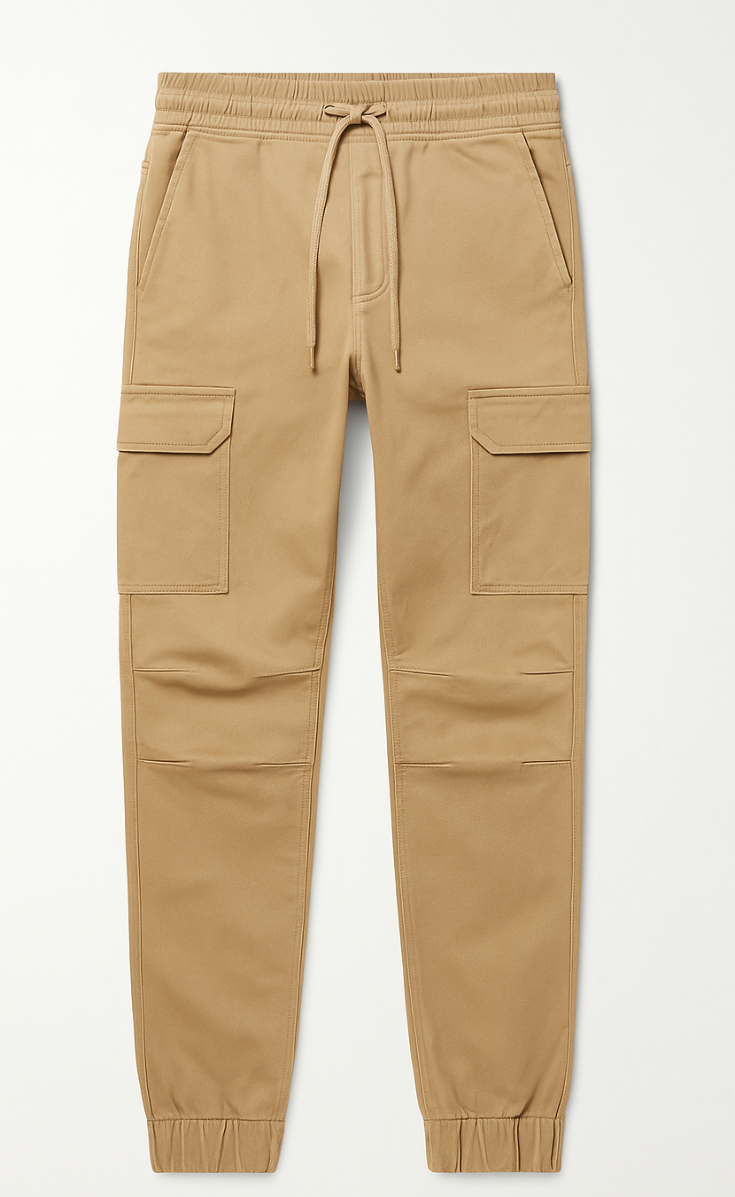 Beige Cargo Jogger Pants