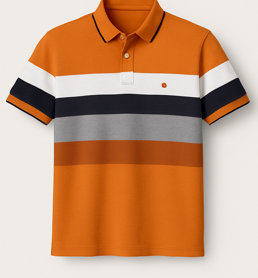 Men's Multi-Stripe Polo Shirt – Orange Edition