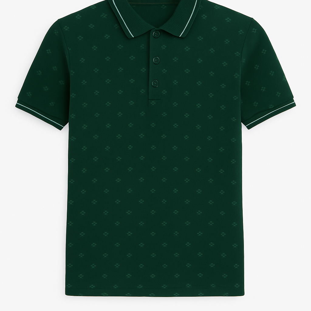 Dark Green Printed Polo Shirt