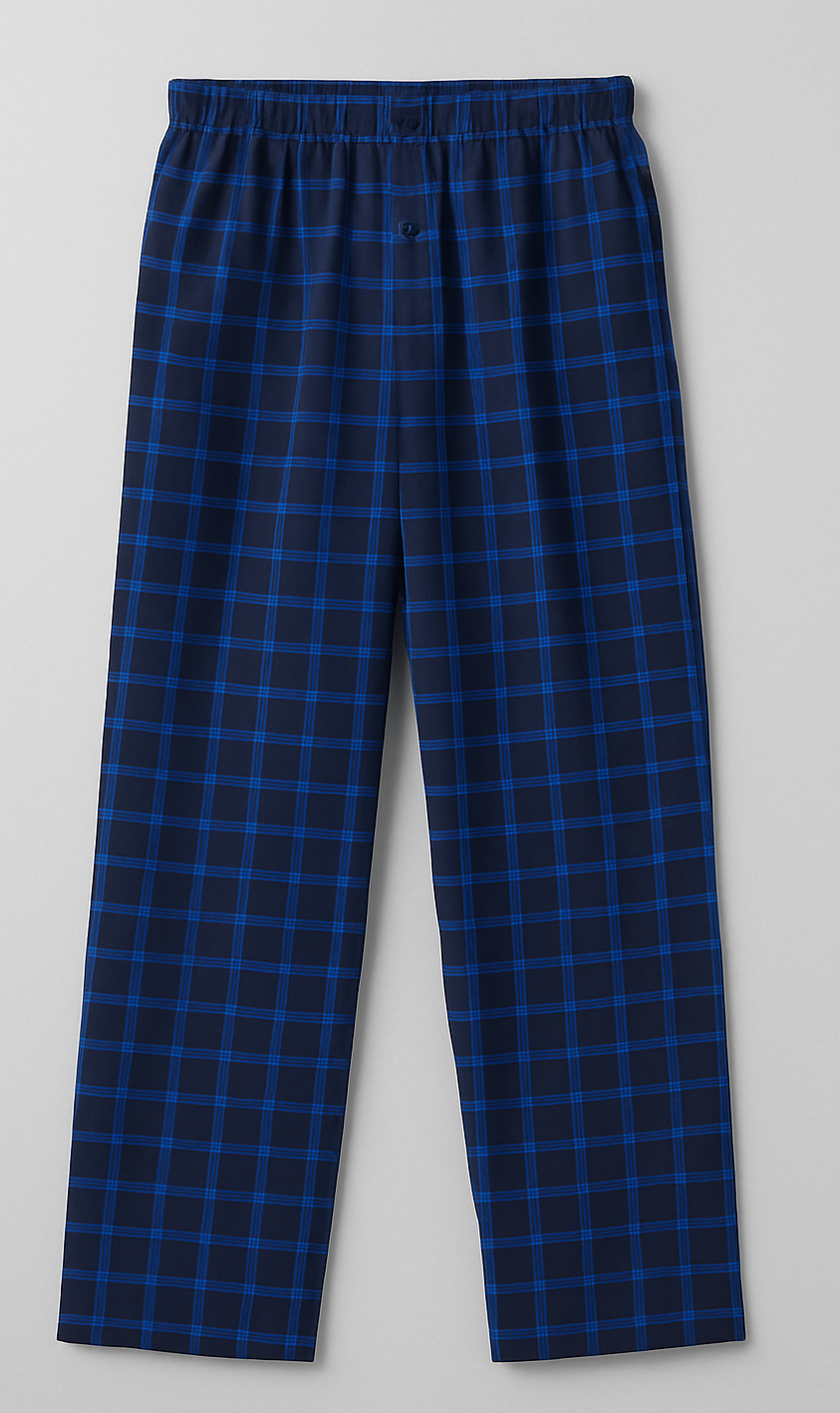Navy Blue Checkered Cotton Pajama