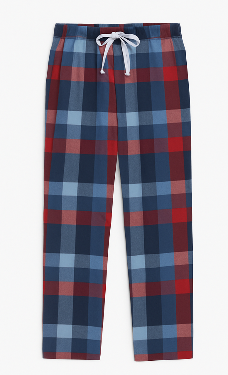 Red & Navy Multicolor Check Pajama Pant