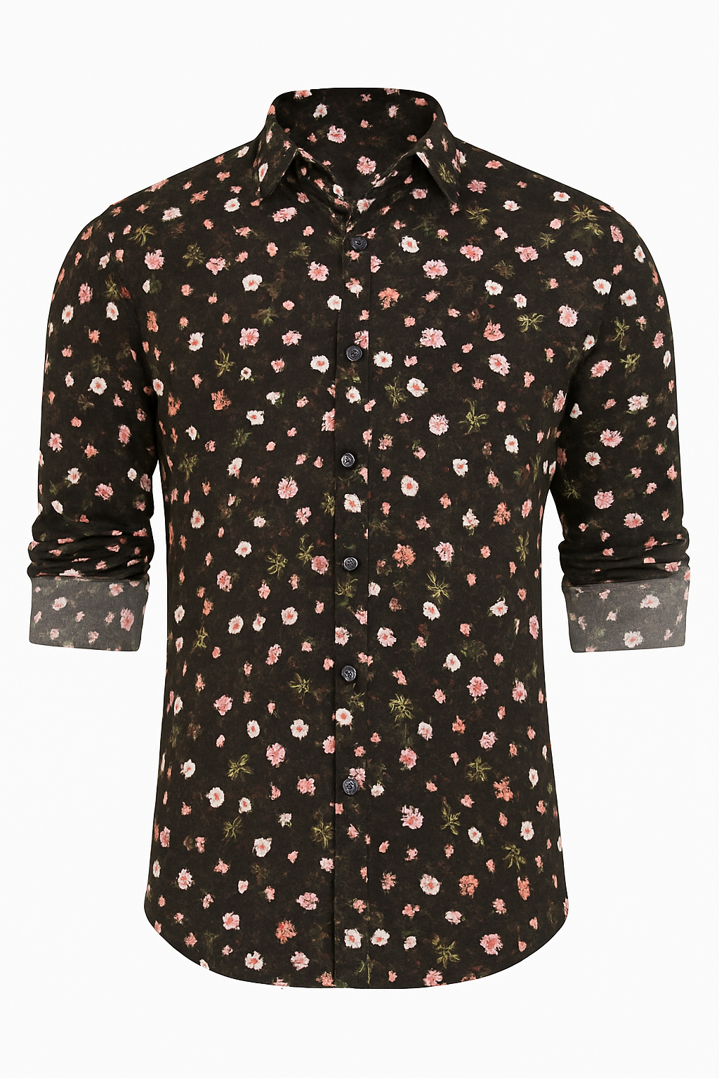 Black Floral Printed Casual Shirt