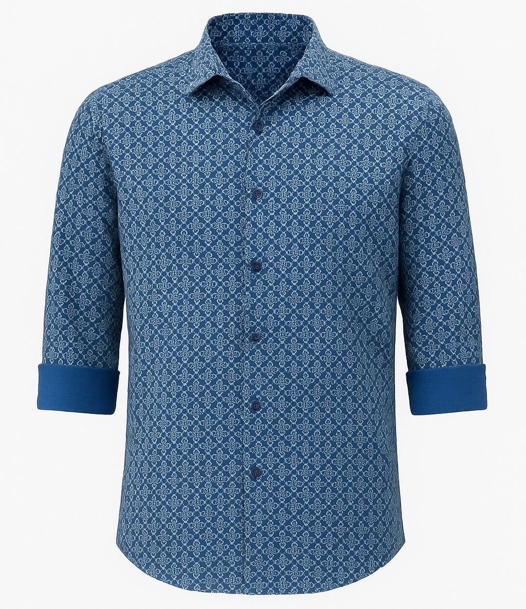 Navy Blue Geometric Shirt Design