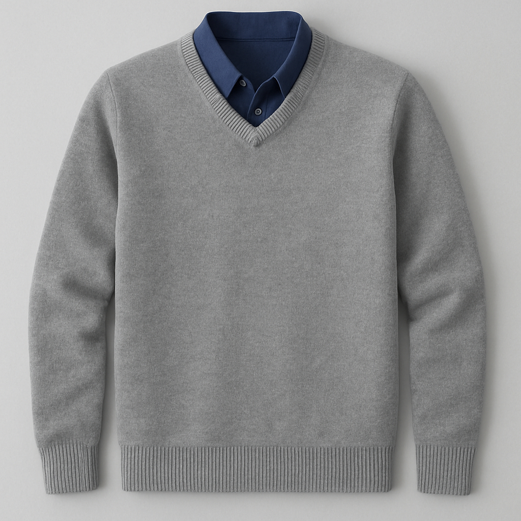 Classic Grey V-Neck Sweater