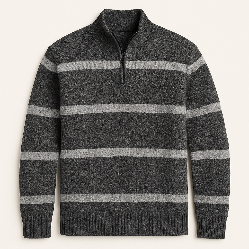 Charcoal Striped Knit Sweater