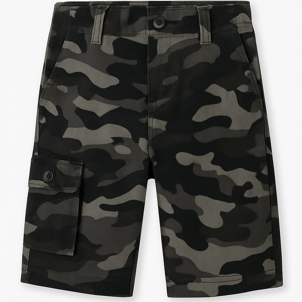 Black Camo Cargo Shorts