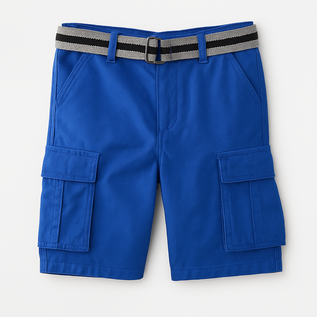 Classic Blue Cargo Shorts (With Belt)