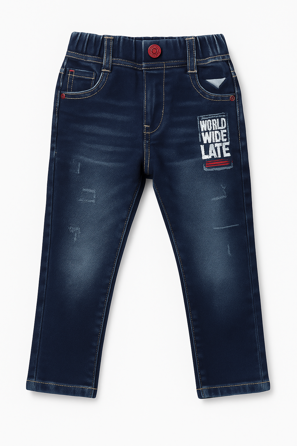 Kids Dark Wash Printed Jeans