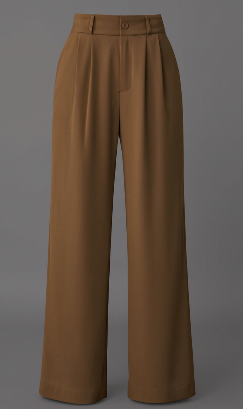 Classic Brown Wide-Leg Trousers