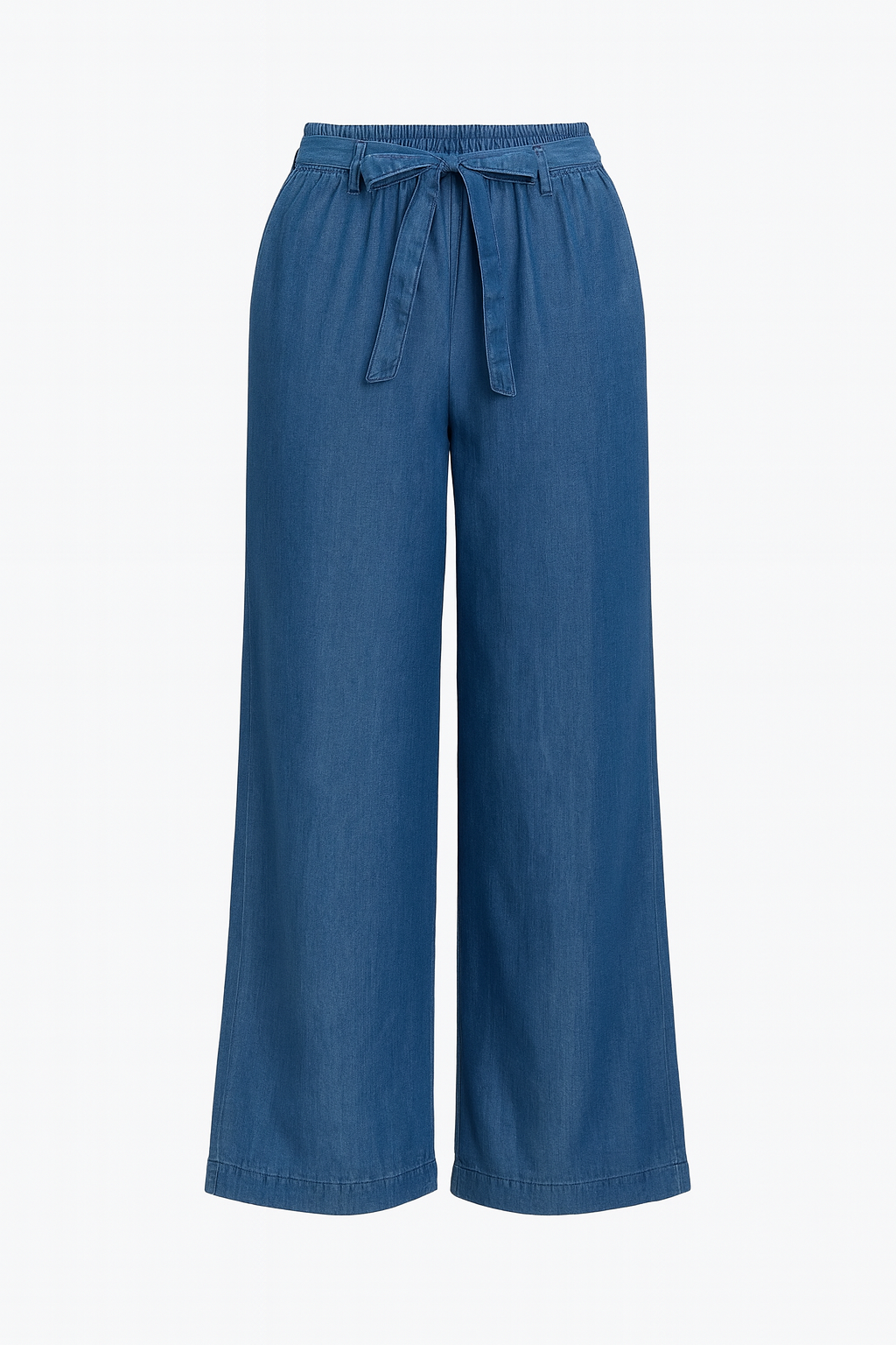 High-Waist Wide-Leg Denim Trousers