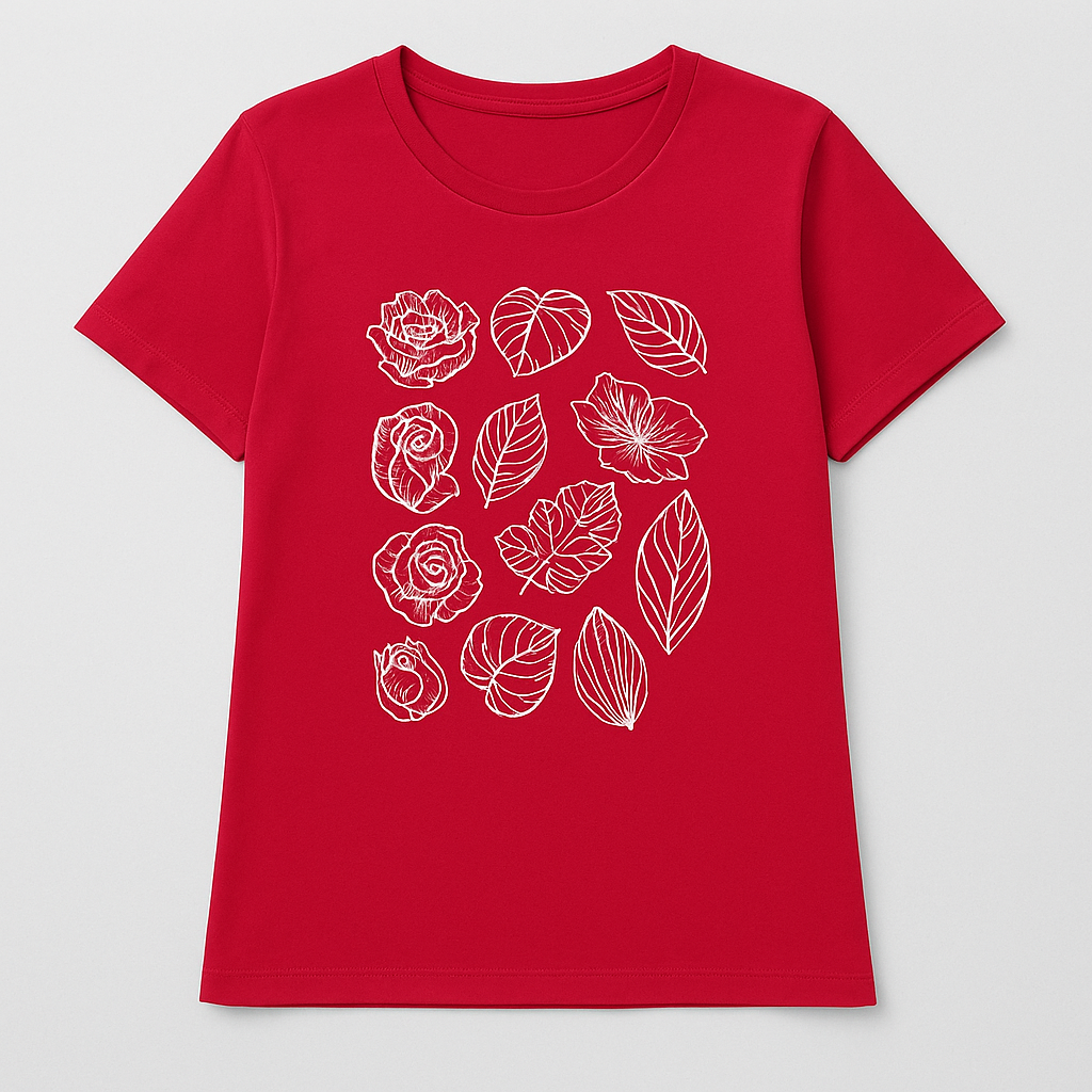 Scarlet Bloom Leafy Graphic Tee