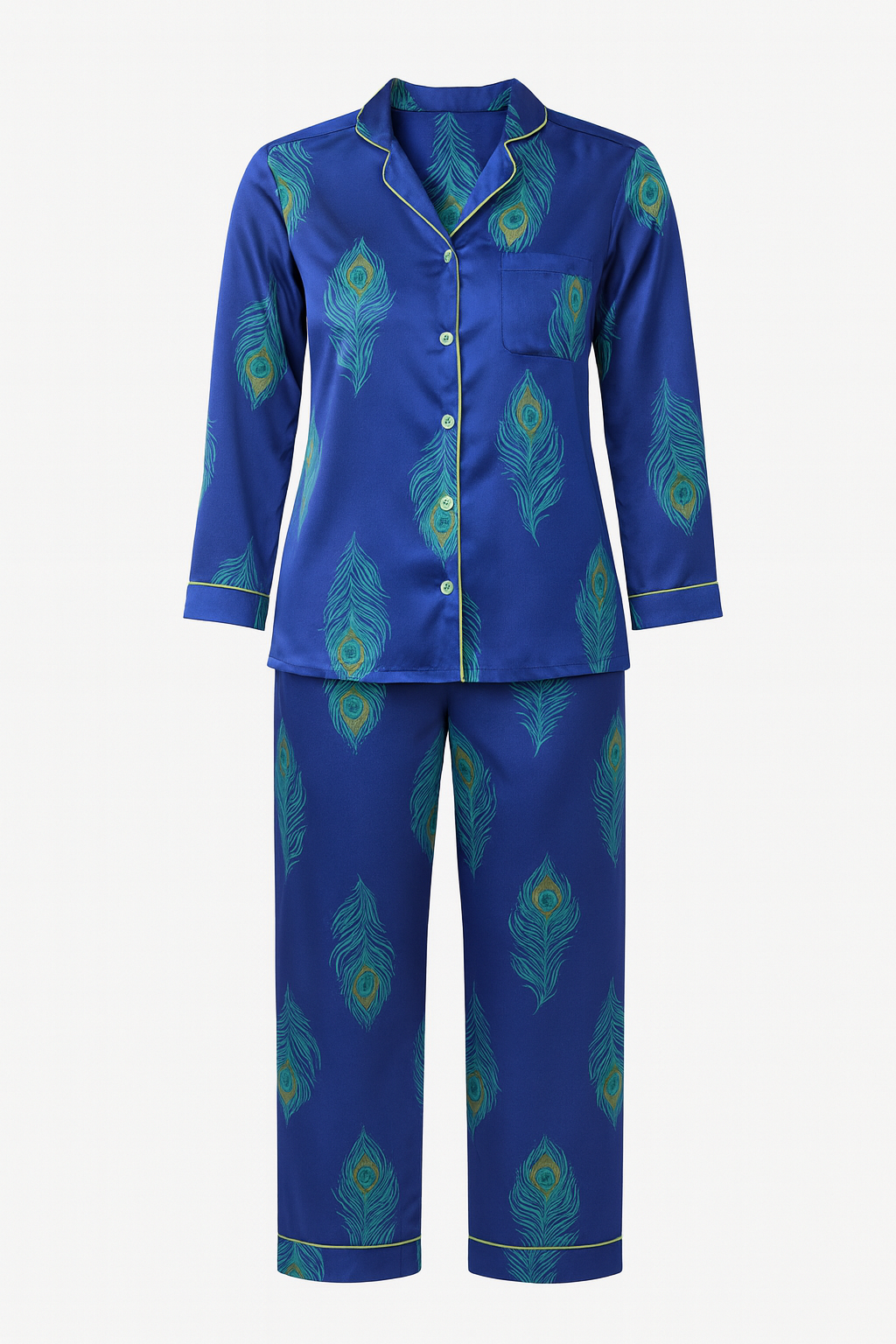 Royal Peacock Satin Nightwear