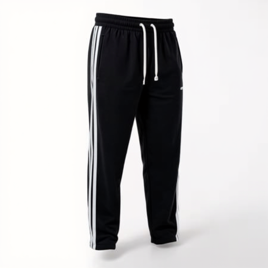 Black Track Joggers with White Stripes