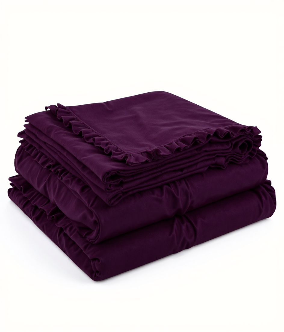 Purple Luxury Ruffled Bedsheet Set