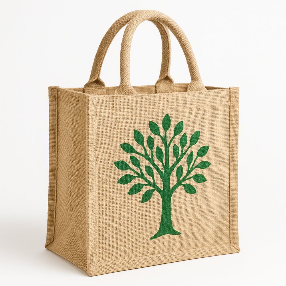 Eco-Friendly Jute Shopping Bag with Tree Design