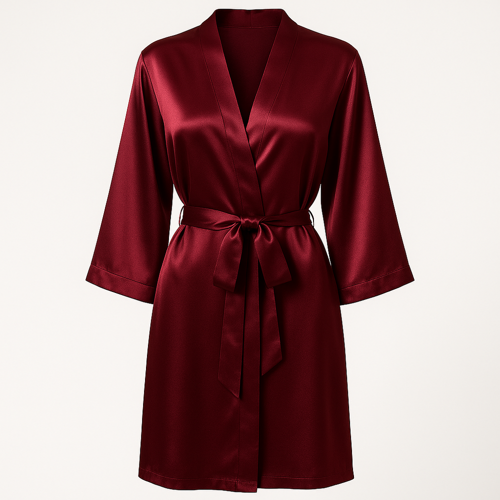 Burgundy Silk Satin Robe