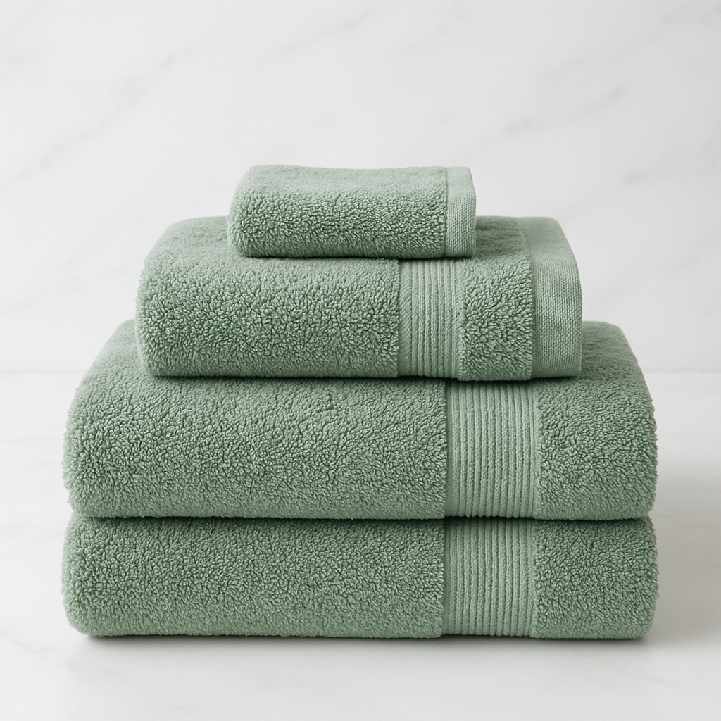Sage Green Cotton Bath Towel Set