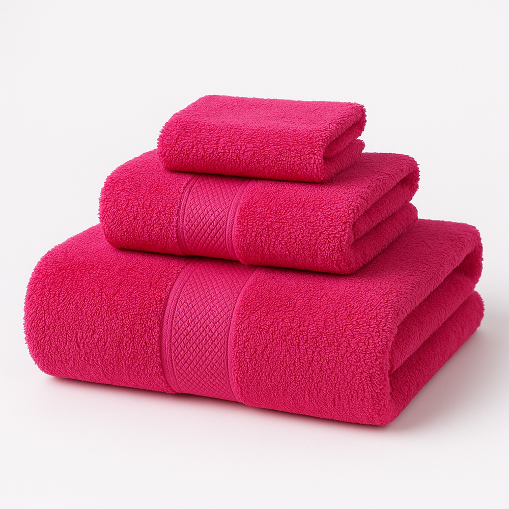 Hot Pink Cotton Bath Towel Set