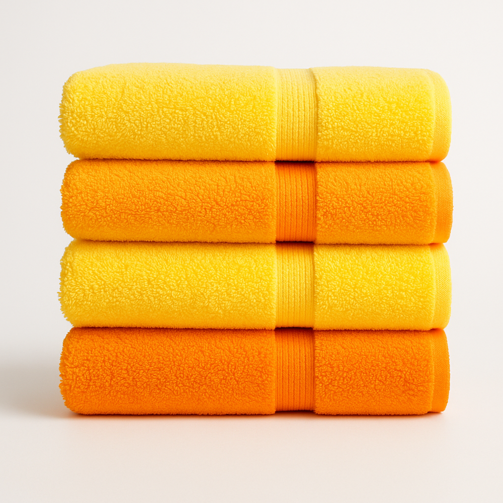 Yellow and Orange Bath Towel Set