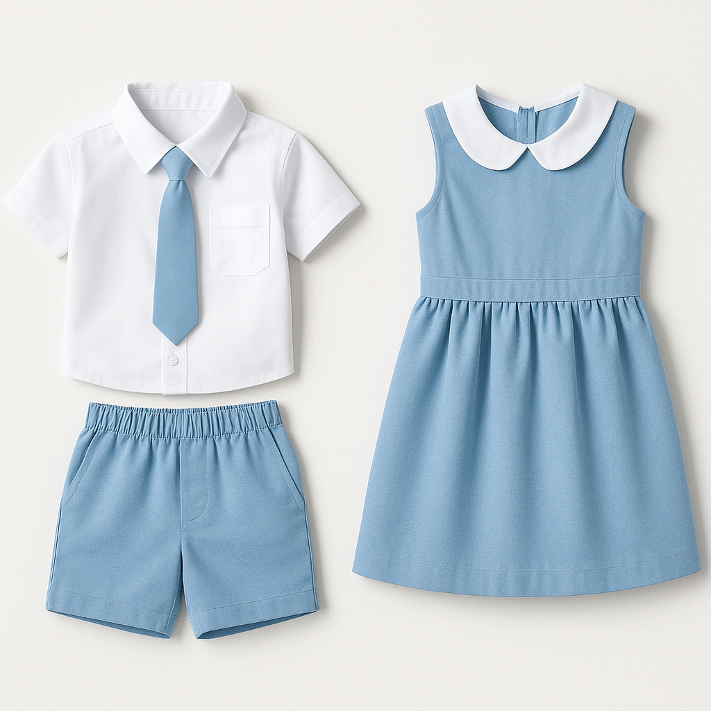 Light Blue School Uniform Set for Boys and Girls